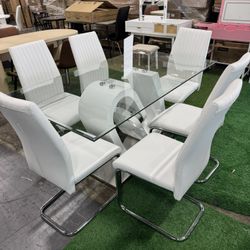 Modern Stylish Dining Table with 6 Chairs (2/16)