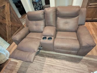 Love seat recliner with center storage console
