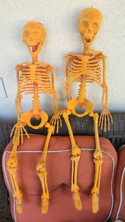 3ft Orange kinda fuzzy Skeletons, Halloween Decoration