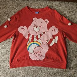Care Bears Let's Get Cozy Cheer Bear Christmas Red Sweatshirt Size 2X