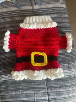 Handmade Crochet Santa Dog Sweater
