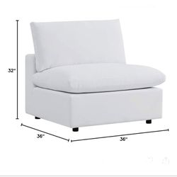 Sofa Armless Chair in White