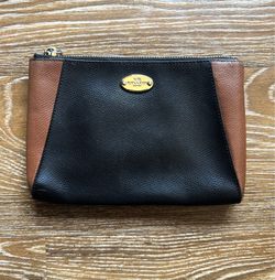 Coach Morgan colorblock black/brown leather clutch Purse 5.75x8 inches
