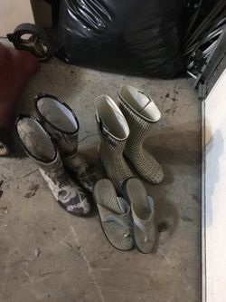 Rain boots and sandals