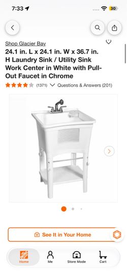 Glacier Bay White Utility Laundry Sink with Faucet