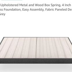 Upholstered Metal and Wood Box Spring, 4 Inch Mattress Foundation, Easy Assembly, king size