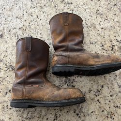 Worx By Red Wing Safety Boots Mens 9.5 Brown Pull On Steel Toe EH Leather 5700