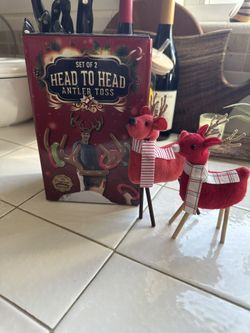 Reindeer Antlers Holiday Game And Felt Reindeer Figurines