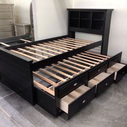 Twin  Trundled Bed Frame Solid Wood New In The Box 