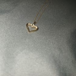 Chain Gold 14k Heart With Diamonds 