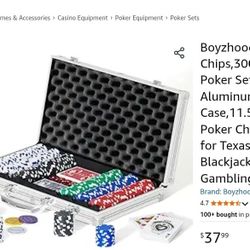 Boyzhood Poker Chips, 300 Pcs Poker Set with Aluminum Travel Case, 11.5 Gram Poker Chips Set for Tex