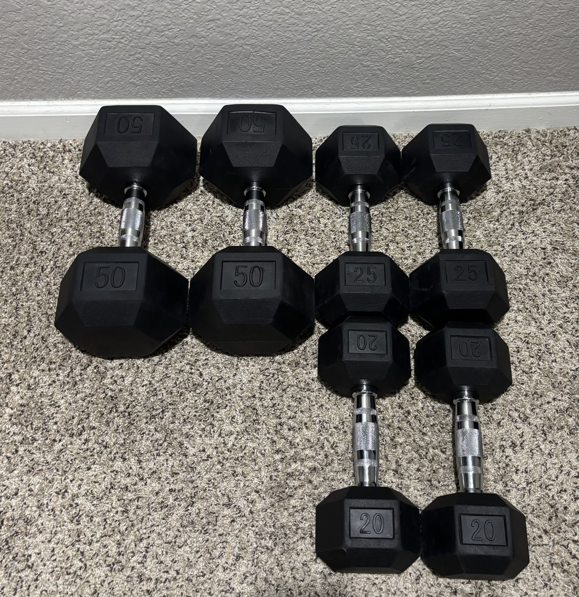 Rubber Hex Dumbbell Set