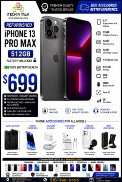 iPhone 13 Pro Max 512gb Unlocked 100% Battery