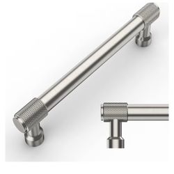 Amerdeco 10 Pack Brushed Satin Nickel Knurled Cabinet Pulls 5 Inch(128mm)
