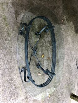 Glass Coffee Table with Wrought Iron Bottom