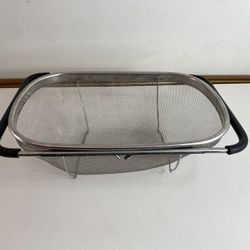 Over The Sink Stainless Steel Mesh Colander Strainer with Expandable Handle