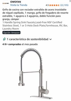 (#39508) OWOFAN Spring Kitchen Faucet with Pull-Down Sprayer