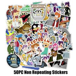 50 Assorted Futurama Cartoon Stickers Vinyl Skateboard Luggage Laptop Decals