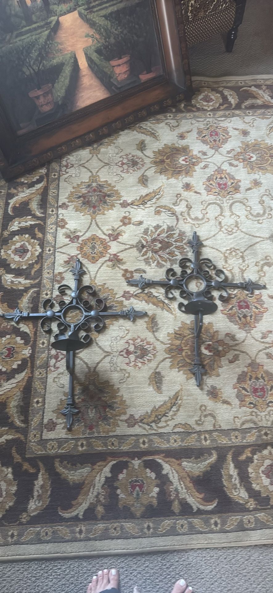 Iron Wall Cross Candle Holders 