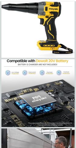 Cordless Rivet Gun Compatible with Dewalt 20V 60V MAX Battery, Tool Only 2248Lbf Electric Brushless Blind Riveter Tool, Pop Rivet Tool, Heavy Duty Aut