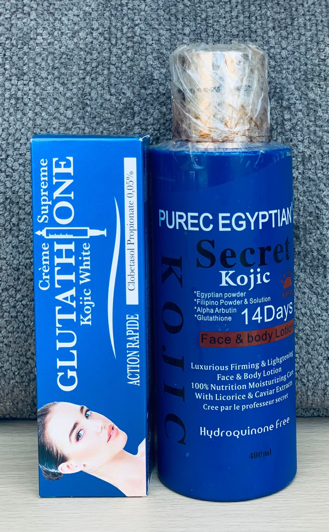 Purec Egyptian secret kojic formula. 400ml for face and body lotion with  glutathione injections kojic tube