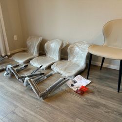 Set of 4 Gray Faux Leather Chairs_Brand New Packed and Unassembled