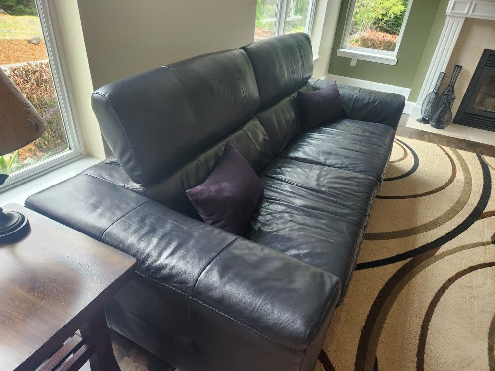Dania Black Leather Sofa