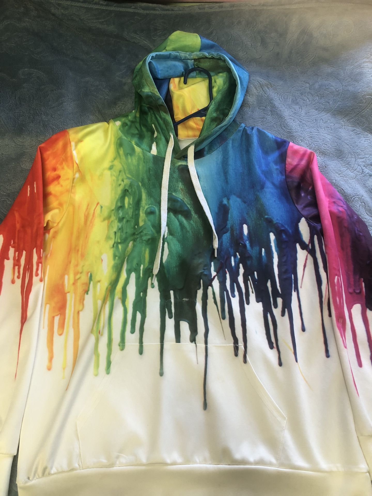 rainbow paint dripping design hoodie