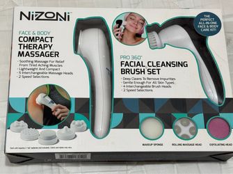 Nizoni Face & Body Compact Therapy Massager and Pro 360 Facial Cleansing Brush Set