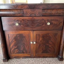 Antique Empire style Burled Wood cabinet