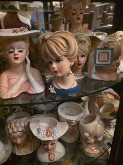 1950s Lefton China lady head vases