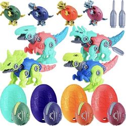 8 Pcs Christmas Dinosaur Eggs with Take Apart Dinosaur Toys Learning Construction Dino Building Toy Set Dinosaur Toys Kit for Party Favor Gift Christm