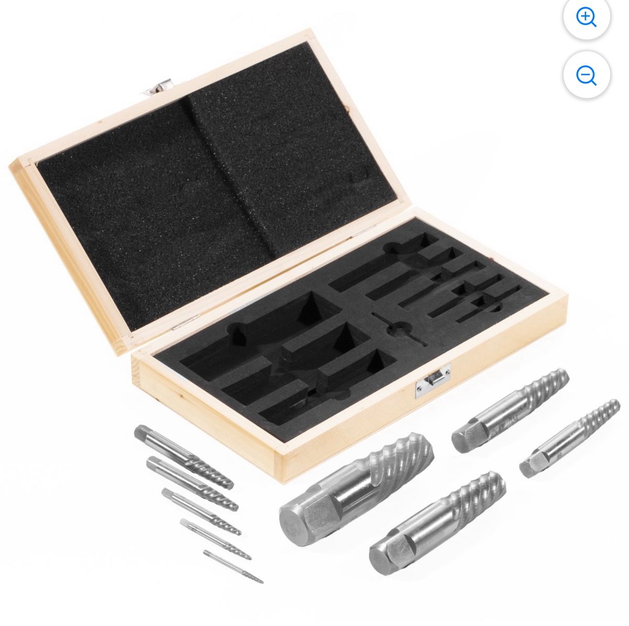 Stark 9PCS Jumbo Screw Extractor Spiral Flute Easy Remover Bolt Stud (5/64" - 1-1/16")Wooden Case32622 Stark