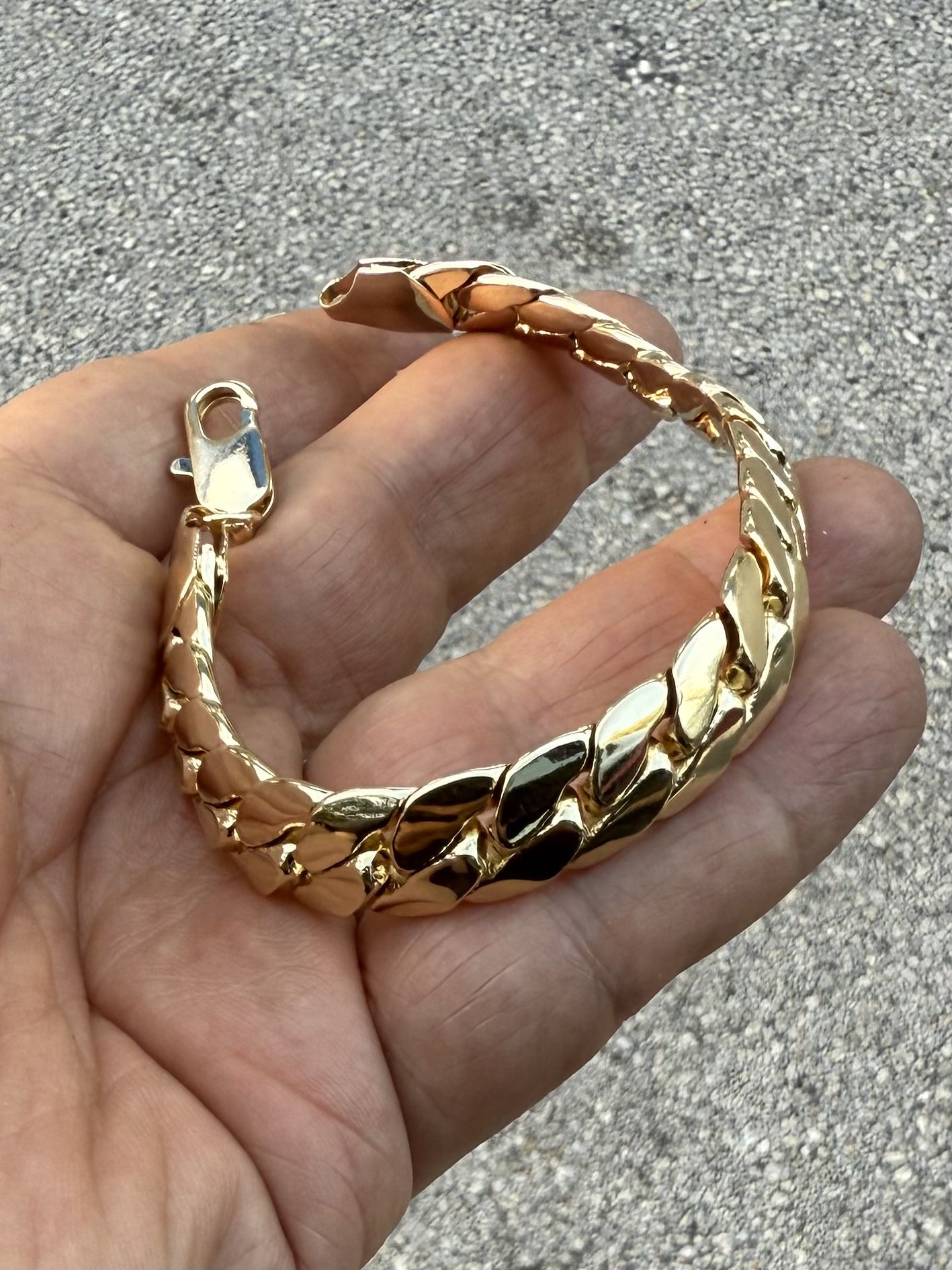 14k Gold Plated Close Links Cuban Bracelet