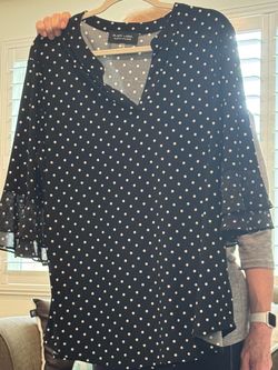 Black and white polkadot Evan Picone blouse XL