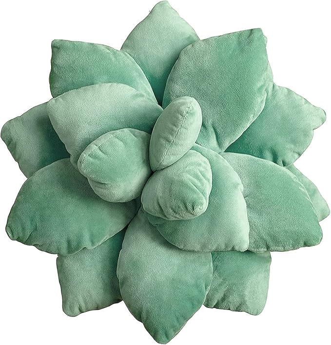 Beautiful 3D sage green velvet cactus pillow. 17.7” Succulent leaf plant shaped pillow.
