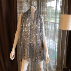 Silver/ Gray Sequined Scarf /wrap / Brand New