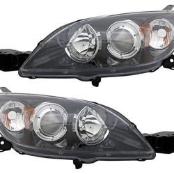 Mazda 3 Hatchback Headlights Lamps Set 2004 to 2009 Halogen Driver and Passenger Side