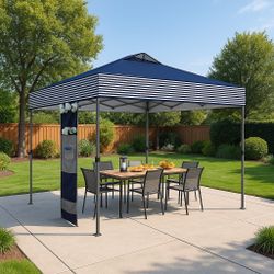 New Canopy Tent Pop Up 10x10 ft One Person Push Set Up Tent, Outdoor Canopies Shelter Heavy Duty Straight Legs with 4 Sandbags & Guy Ropes, 1 Roller B