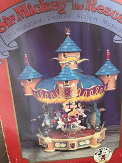 Disney “Sir Mickey to the Rescue” ILLUMINATED DELUXE ACTION MUSICAL CAROUSEL BY ENESCO Missing Power Cord I Don’t Know It’s Working Or Not 
