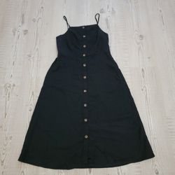 Old Navy Black Midi Dress with Button Front Detail