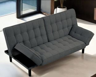 Brand New Dark Grey Futon Sofa Sleeper