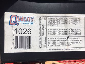 Snow tire Chains Cable Style fits many tire sizes 13”, 14”, 15” still available