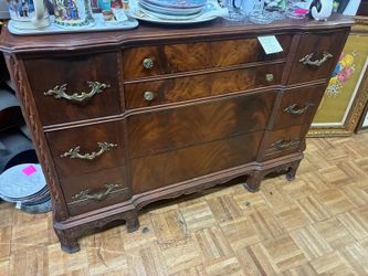 Antique carved wood mahogany dresser chest of drawers 41 by 35 by 21