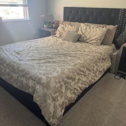 Queen bed frame storage and mattress