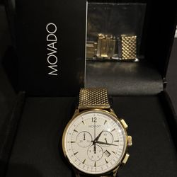Movado Heritage Circa Chronograph Gold Mesh – Full Set w/ Receipt – Swiss Made