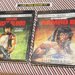 Rambo: First Blood & RAMBO III (3) ~ 4K Ultra + Blu Ray ~ New & Sealed! (RAMBO III showing minor shelf wear) (Digital code may be expired)