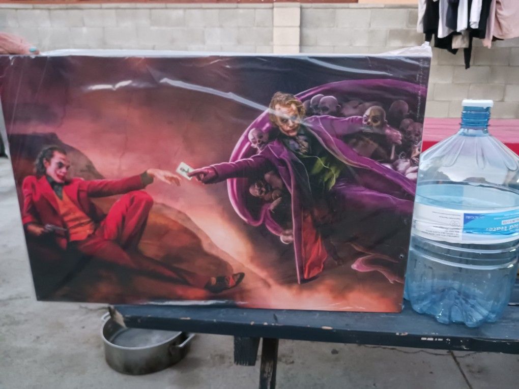 Creation Of Adam Joker Parody DC Comics Wooden Frame