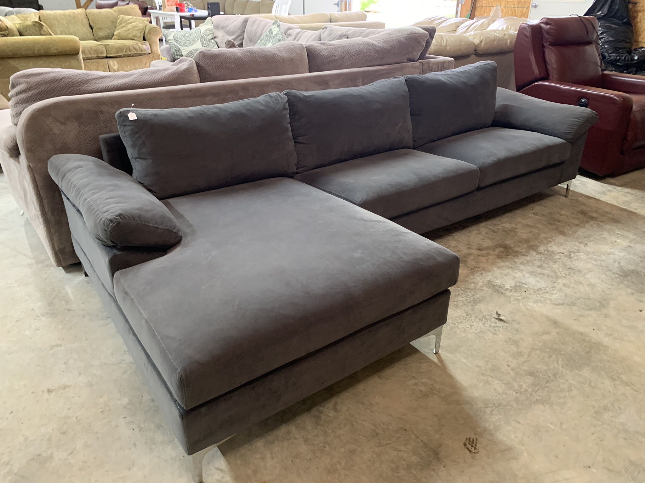 Grey L Shaped Modern Sectional Couch “WE DELIVER”