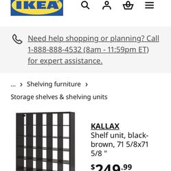 IKEA KALLAX Shelf unit, black-brown, 71 5/8x71 5/8 "